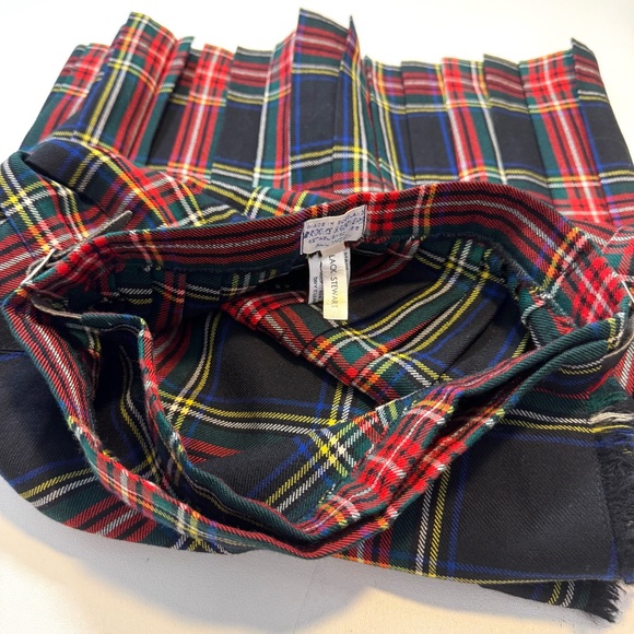 Brooks Brothers Vintage Black Stewart Wool Tartan Plaid Midi Kilt Skirt Academia - Picture 7 of 11